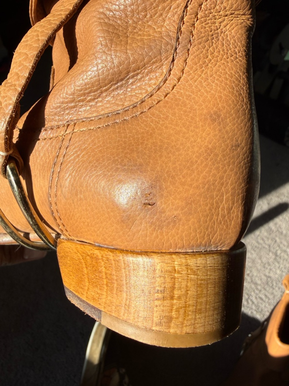 Celine Tan Leather Fold-Over Ankle Boots with Buckle Ring - Picture 6 of 7